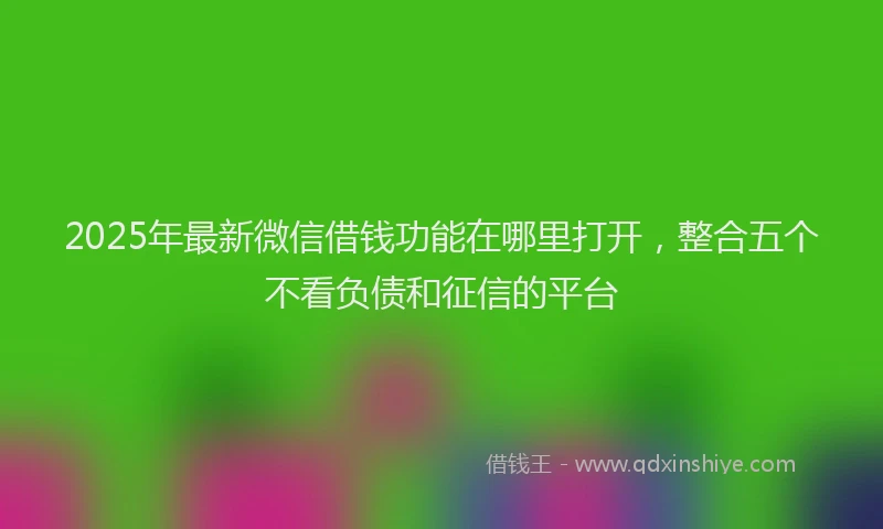 2025年最新微信借钱功能在哪里打开，整合五个不看负债和征信的平台
