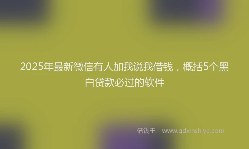 2025年最新微信有人加我说我借钱，概括5个黑白贷款必过的软件