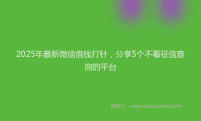 2025年最新微信借钱打针，分享5个不看征信查询的平台