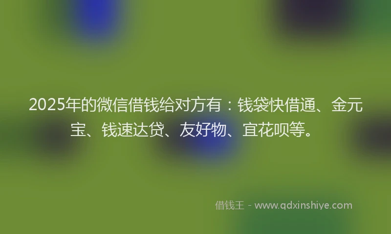 2025年的微信借钱给对方有：钱袋快借通、金元宝、钱速达贷、友好物、宜花呗等。