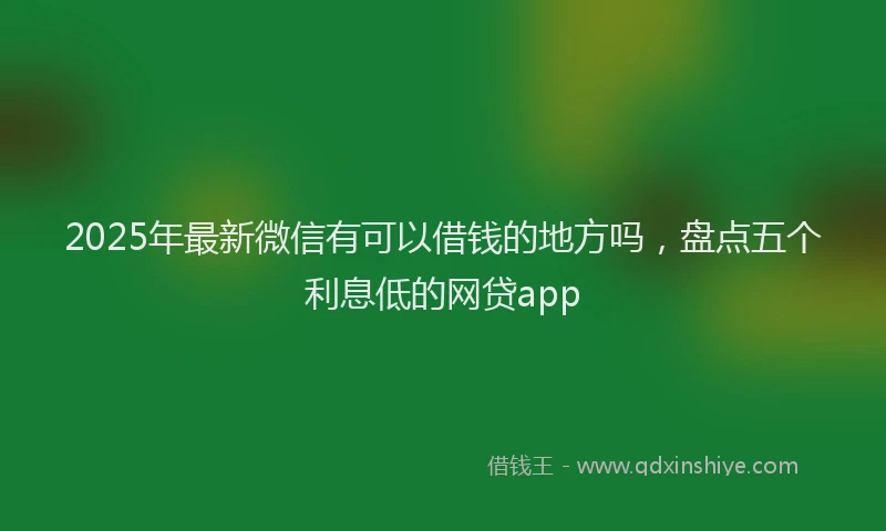 2025年最新微信有可以借钱的地方吗，盘点五个利息低的网贷app