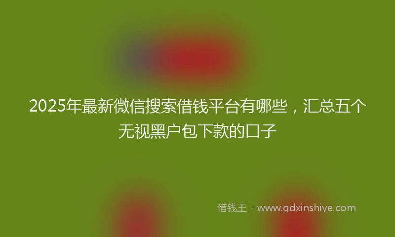 2025年最新微信搜索借钱平台有哪些，汇总五个无视黑户包下款的口子