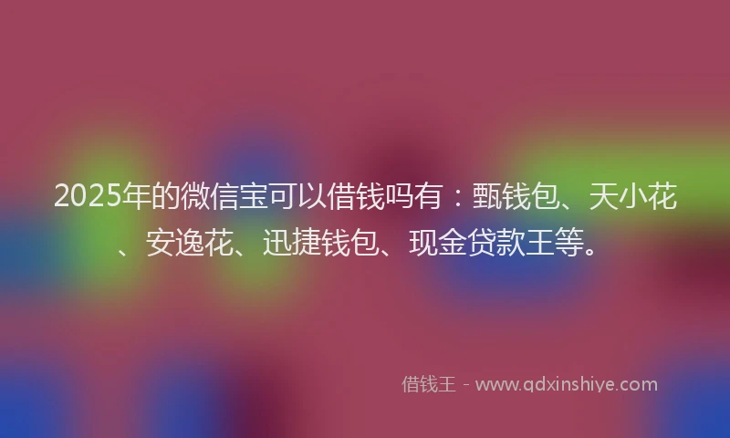 2025年的微信宝可以借钱吗有：甄钱包、天小花、安逸花、迅捷钱包、现金贷款王等。