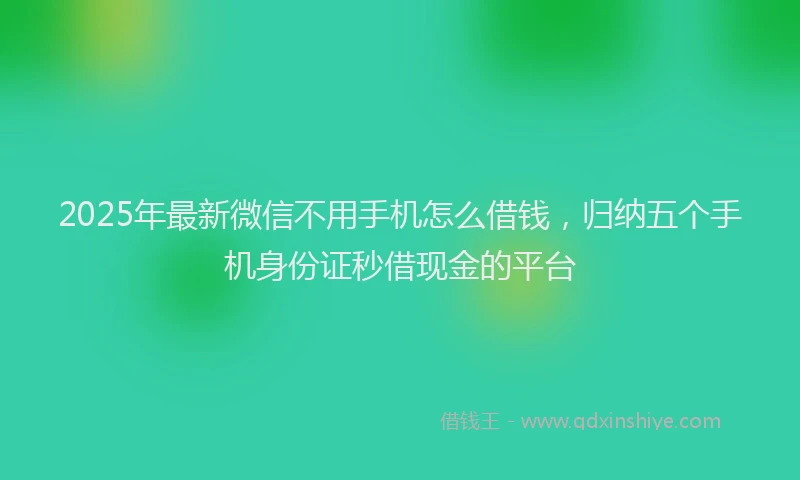 2025年最新微信不用手机怎么借钱，归纳五个手机身份证秒借现金的平台
