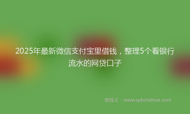 2025年最新微信支付宝里借钱，整理5个看银行流水的网贷口子
