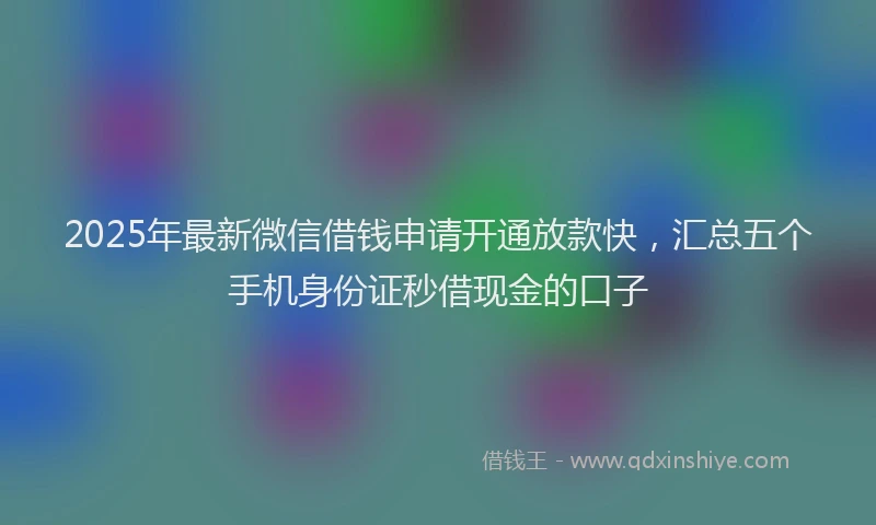 2025年最新微信借钱申请开通放款快，汇总五个手机身份证秒借现金的口子