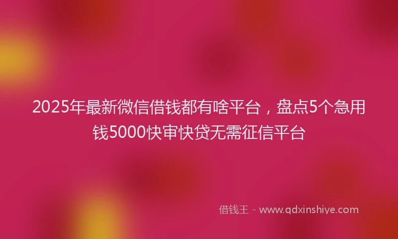 2025年最新微信借钱都有啥平台，盘点5个急用钱5000快审快贷无需征信平台