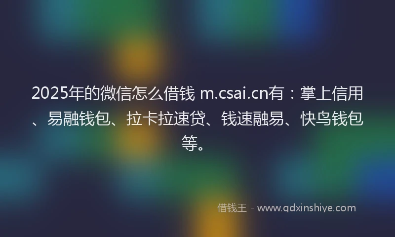 2025年的微信怎么借钱 m.csai.cn有：掌上信用、易融钱包、拉卡拉速贷、钱速融易、快鸟钱包等。