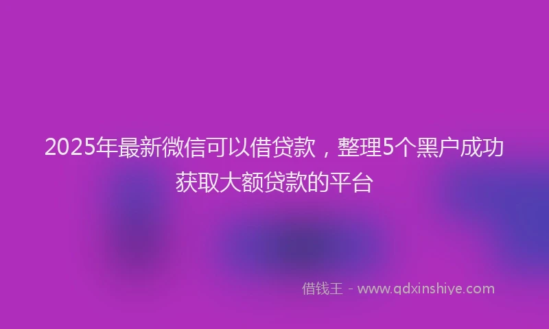2025年最新微信可以借贷款，整理5个黑户成功获取大额贷款的平台