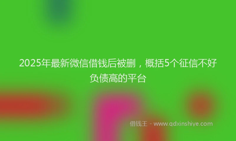 2025年最新微信借钱后被删，概括5个征信不好负债高的平台