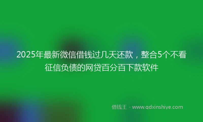 2025年最新微信借钱过几天还款，整合5个不看征信负债的网贷百分百下款软件