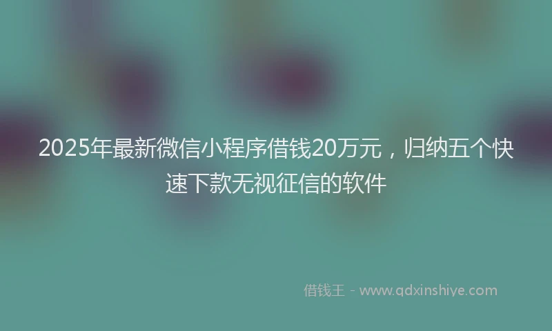 2025年最新微信小程序借钱20万元，归纳五个快速下款无视征信的软件