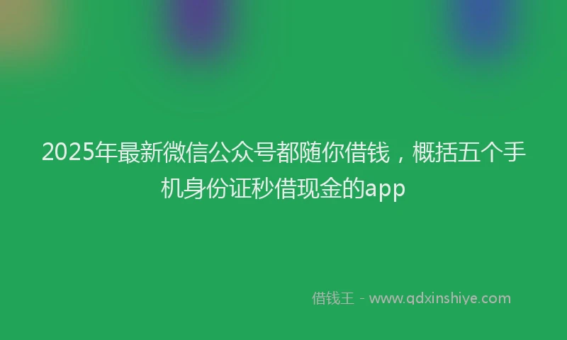 2025年最新微信公众号都随你借钱，概括五个手机身份证秒借现金的app