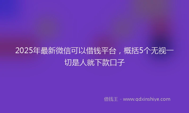 2025年最新微信可以借钱平台，概括5个无视一切是人就下款口子