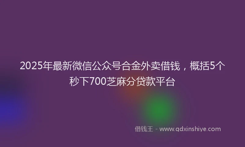 2025年最新微信公众号合金外卖借钱，概括5个秒下700芝麻分贷款平台