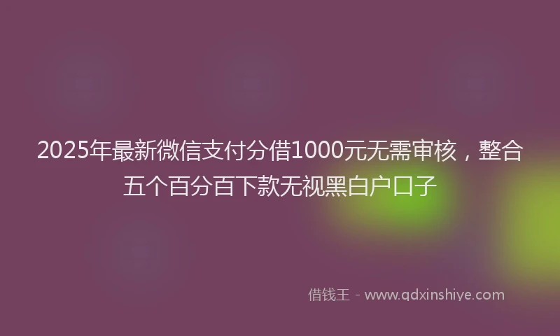 2025年最新微信支付分借1000元无需审核，整合五个百分百下款无视黑白户口子