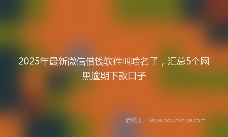 2025年最新微信借钱软件叫啥名子，汇总5个网黑逾期下款口子