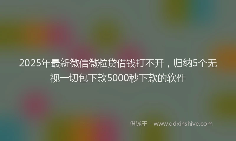 2025年最新微信微粒贷借钱打不开，归纳5个无视一切包下款5000秒下款的软件