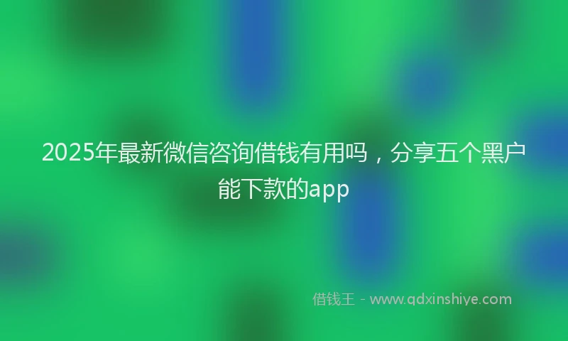 2025年最新微信咨询借钱有用吗，分享五个黑户能下款的app