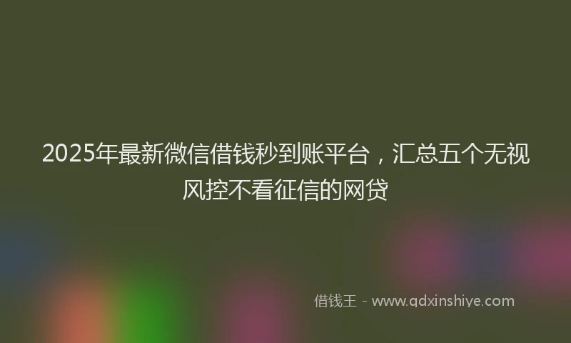 2025年最新微信借钱秒到账平台，汇总五个无视风控不看征信的网贷