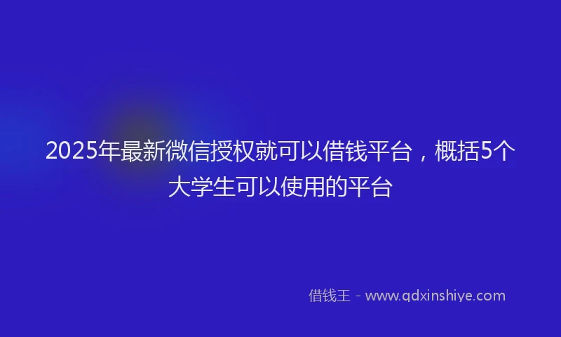 2025年最新微信授权就可以借钱平台，概括5个大学生可以使用的平台