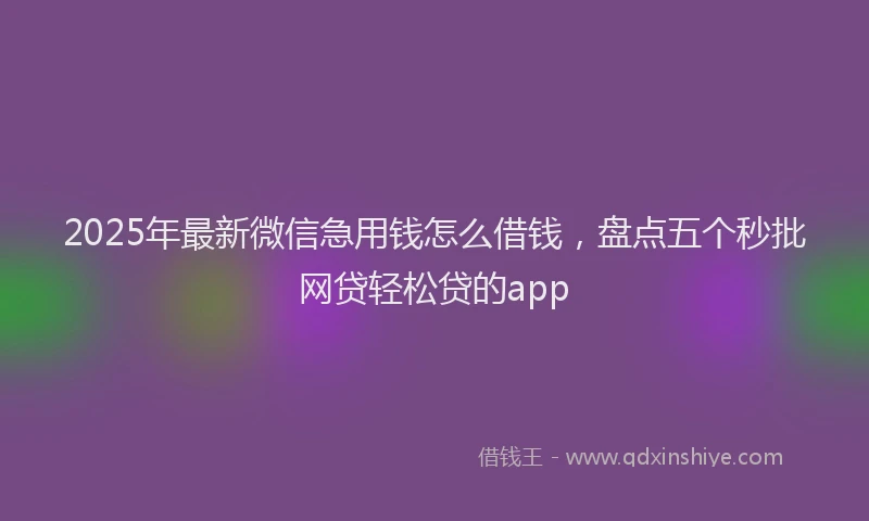 2025年最新微信急用钱怎么借钱，盘点五个秒批网贷轻松贷的app