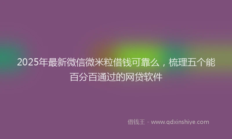 2025年最新微信微米粒借钱可靠么，梳理五个能百分百通过的网贷软件