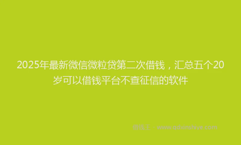 2025年最新微信微粒贷第二次借钱，汇总五个20岁可以借钱平台不查征信的软件