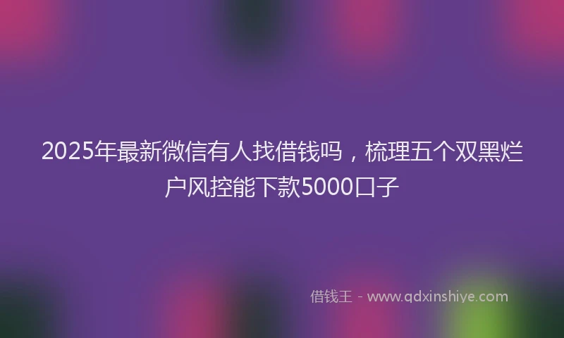 2025年最新微信有人找借钱吗，梳理五个双黑烂户风控能下款5000口子