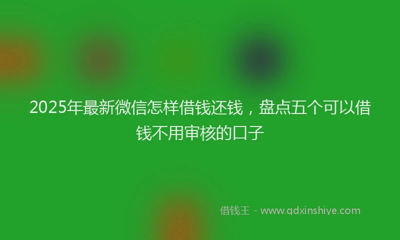 2025年最新微信怎样借钱还钱，盘点五个可以借钱不用审核的口子