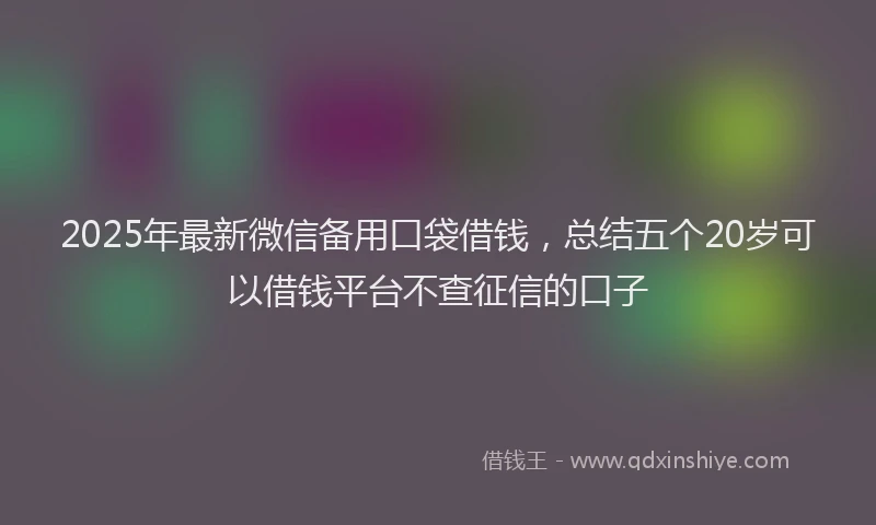 2025年最新微信备用口袋借钱，总结五个20岁可以借钱平台不查征信的口子