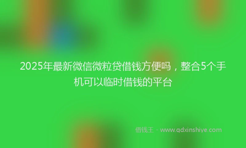 2025年最新微信微粒贷借钱方便吗，整合5个手机可以临时借钱的平台