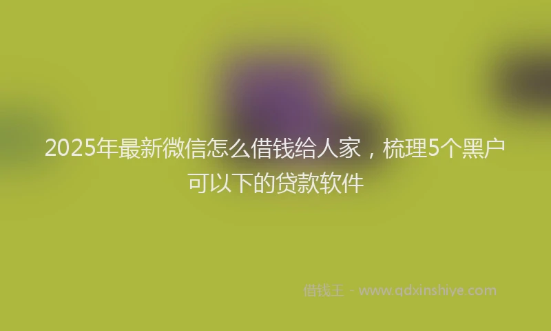 2025年最新微信怎么借钱给人家，梳理5个黑户可以下的贷款软件