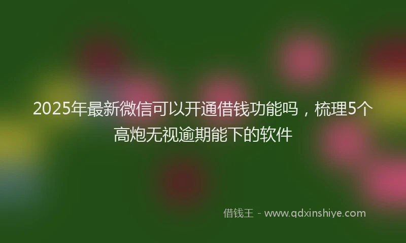 2025年最新微信可以开通借钱功能吗，梳理5个高炮无视逾期能下的软件