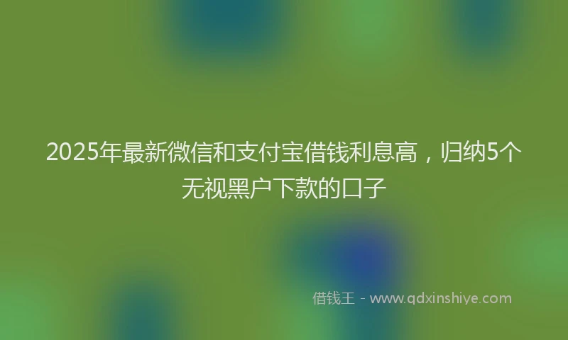 2025年最新微信和支付宝借钱利息高，归纳5个无视黑户下款的口子