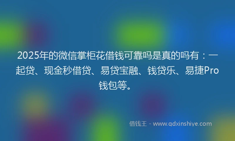 2025年的微信掌柜花借钱可靠吗是真的吗有：一起贷、现金秒借贷、易贷宝融、钱贷乐、易捷Pro钱包等。