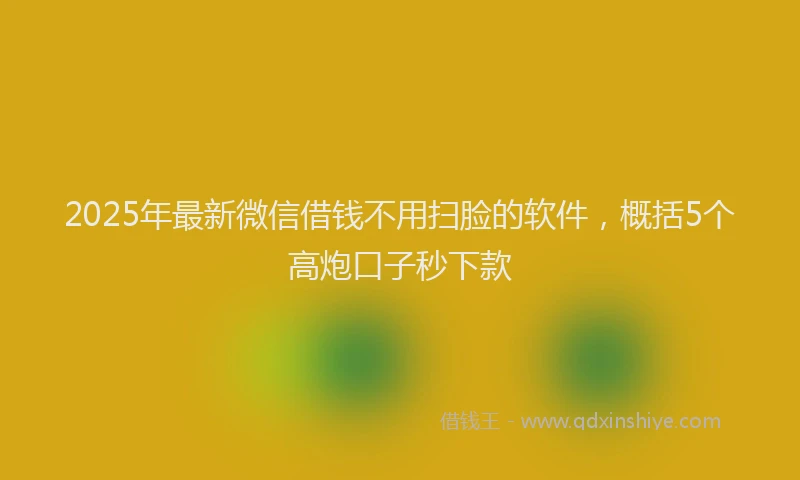 2025年最新微信借钱不用扫脸的软件，概括5个高炮口子秒下款