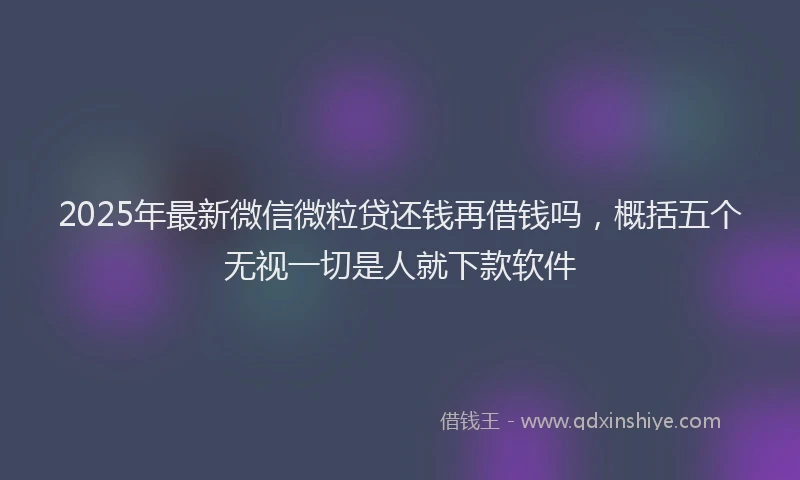 2025年最新微信微粒贷还钱再借钱吗，概括五个无视一切是人就下款软件