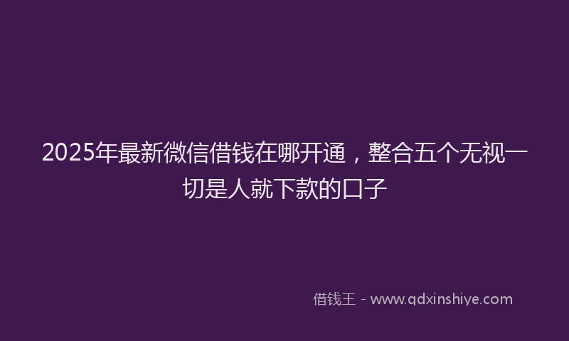 2025年最新微信借钱在哪开通，整合五个无视一切是人就下款的口子