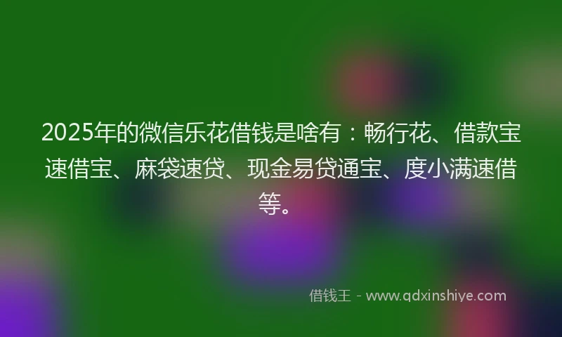 2025年的微信乐花借钱是啥有：畅行花、借款宝速借宝、麻袋速贷、现金易贷通宝、度小满速借等。
