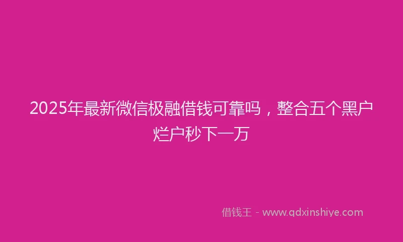2025年最新微信极融借钱可靠吗，整合五个黑户烂户秒下一万