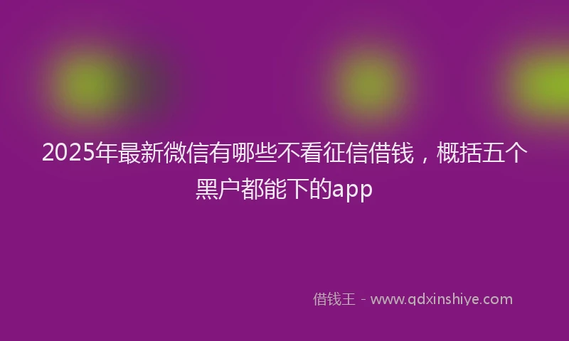 2025年最新微信有哪些不看征信借钱，概括五个黑户都能下的app