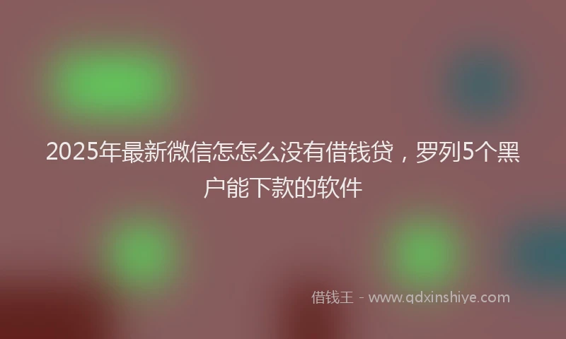 2025年最新微信怎怎么没有借钱贷，罗列5个黑户能下款的软件