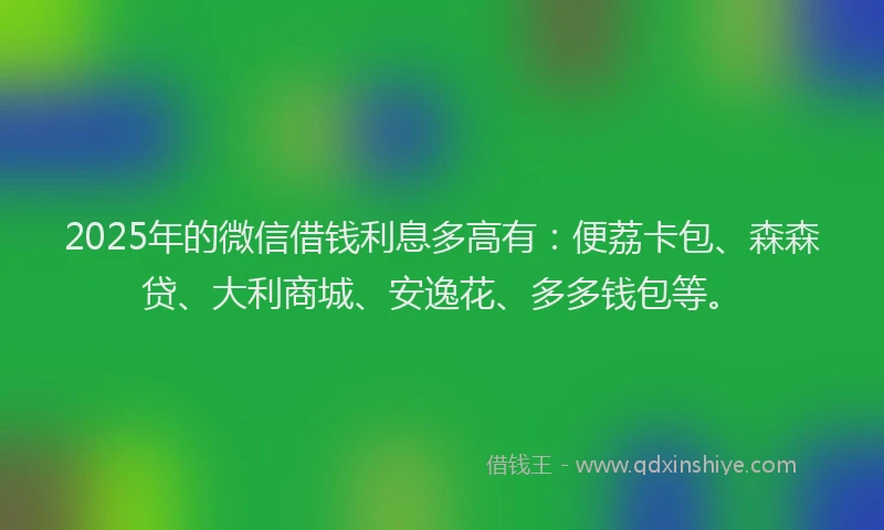 2025年的微信借钱利息多高有：便荔卡包、森森贷、大利商城、安逸花、多多钱包等。