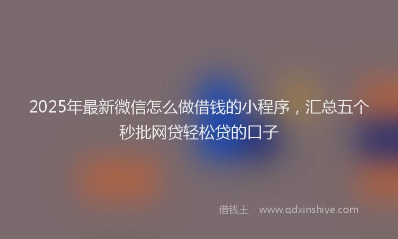 2025年最新微信怎么做借钱的小程序，汇总五个秒批网贷轻松贷的口子