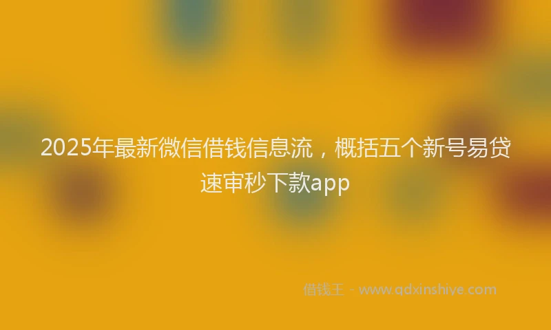 2025年最新微信借钱信息流，概括五个新号易贷速审秒下款app