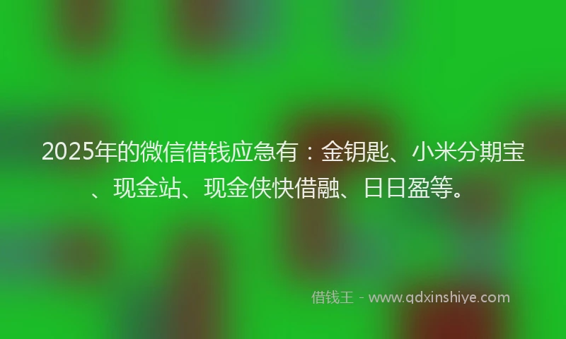 2025年的微信借钱应急有：金钥匙、小米分期宝、现金站、现金侠快借融、日日盈等。