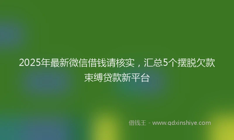 2025年最新微信借钱请核实，汇总5个摆脱欠款束缚贷款新平台