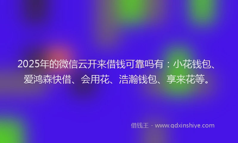 2025年的微信云开来借钱可靠吗有：小花钱包、爱鸿森快借、会用花、浩瀚钱包、享来花等。
