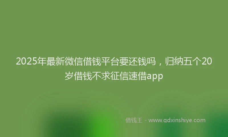 2025年最新微信借钱平台要还钱吗，归纳五个20岁借钱不求征信速借app